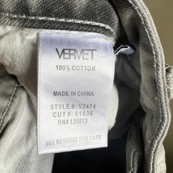 Vervet Ripped Distressed Light Grey Washed Crop Cut Off Baggy Jeans 30 - Picture 13 of 14